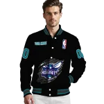 custom charlotte hornets claw edge black varsity jacket best selling