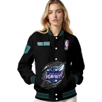 custom charlotte hornets claw edge black varsity jacket best selling