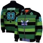 custom charlotte hornets clover green lines green black bomber jacket best selling