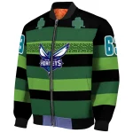 custom charlotte hornets clover green lines green black bomber jacket best selling