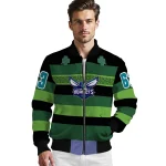 custom charlotte hornets clover green lines green black bomber jacket best selling