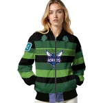 custom charlotte hornets clover green lines green black bomber jacket best selling