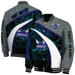 custom charlotte hornets electric flash teal varsity jacket best selling