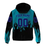 custom charlotte hornets flame trim teal black windbreaker jacket best selling