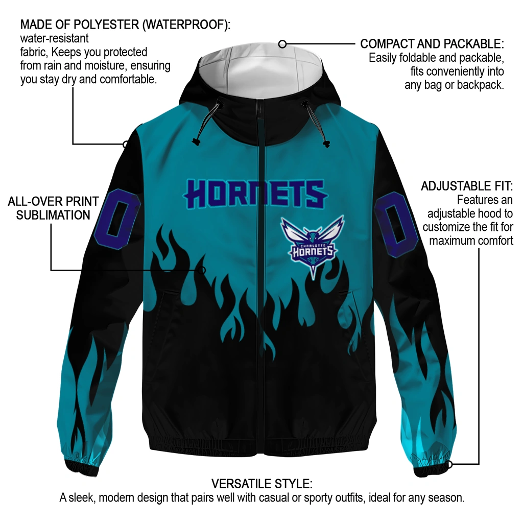 custom charlotte hornets flame trim teal black windbreaker jacket new arrival custom charlotte hornets flame trim teal black windbreaker jacket new arrival