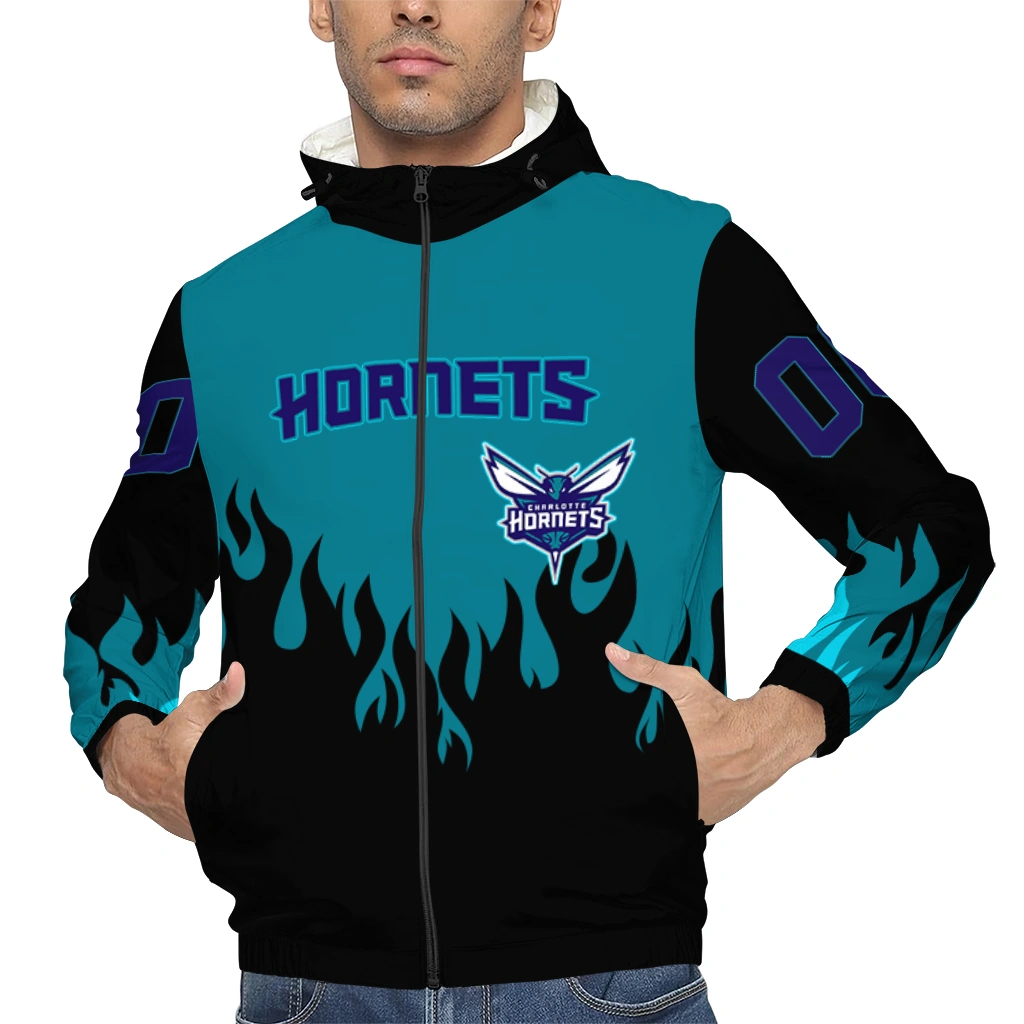 custom charlotte hornets flame trim teal black windbreaker jacket top rated custom charlotte hornets flame trim teal black windbreaker jacket top rated