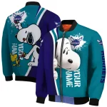 custom charlotte hornets snoopy head teal bomber jacket best selling