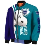 custom charlotte hornets snoopy head teal bomber jacket best selling