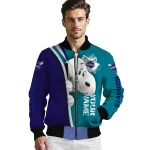 custom charlotte hornets snoopy head teal bomber jacket best selling
