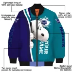 custom charlotte hornets snoopy head teal bomber jacket best selling