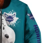 custom charlotte hornets snoopy head teal bomber jacket best selling