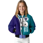 custom charlotte hornets snoopy head teal bomber jacket best selling