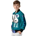custom charlotte hornets snoopy head teal bomber jacket best selling