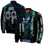 custom charlotte hornets star stripes teal black bomber jacket best selling