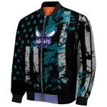 custom charlotte hornets star stripes teal black bomber jacket best selling