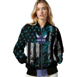 custom charlotte hornets star stripes teal black bomber jacket best selling