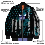 custom charlotte hornets star stripes teal black bomber jacket best selling