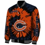custom chicago bears burst splatter blue varsity jacket best selling