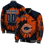 custom chicago bears burst splatter blue varsity jacket best selling