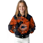 custom chicago bears burst splatter blue varsity jacket best selling
