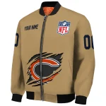 custom chicago bears claw tear beige bomber jacket best selling