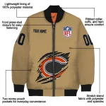 custom chicago bears claw tear beige bomber jacket best selling
