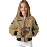 custom chicago bears claw tear beige bomber jacket best selling