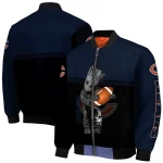 custom chicago bears groot football blue black bomber jacket best selling