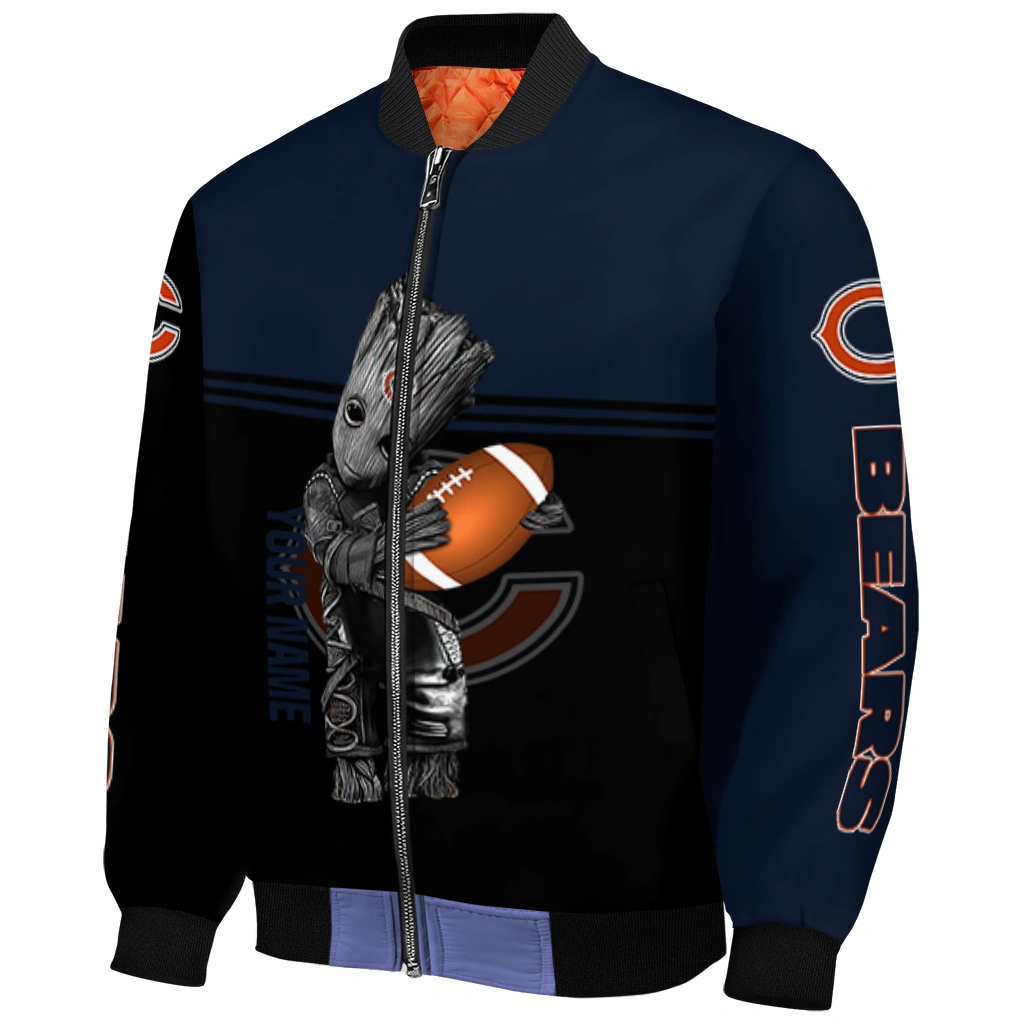 custom chicago bears groot football blue black bomber jacket fashion forward custom chicago bears groot football blue black bomber jacket fashion forward