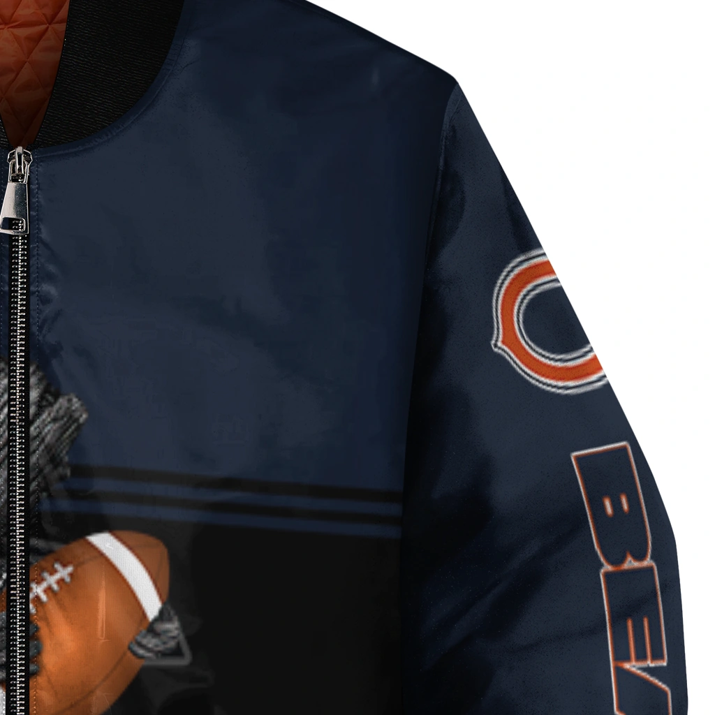 custom chicago bears groot football blue black bomber jacket premium grade custom chicago bears groot football blue black bomber jacket premium grade