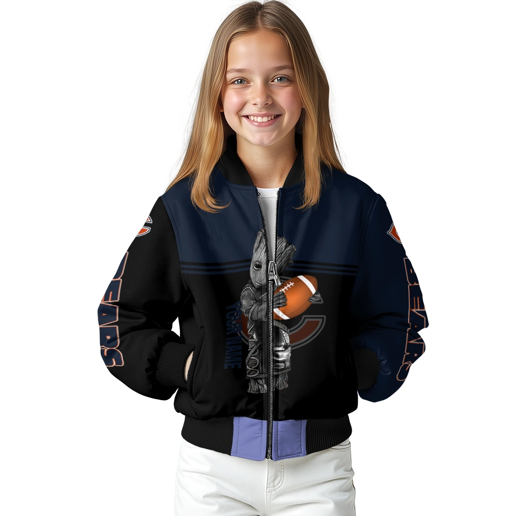 custom chicago bears groot football blue black bomber jacket top rated custom chicago bears groot football blue black bomber jacket top rated