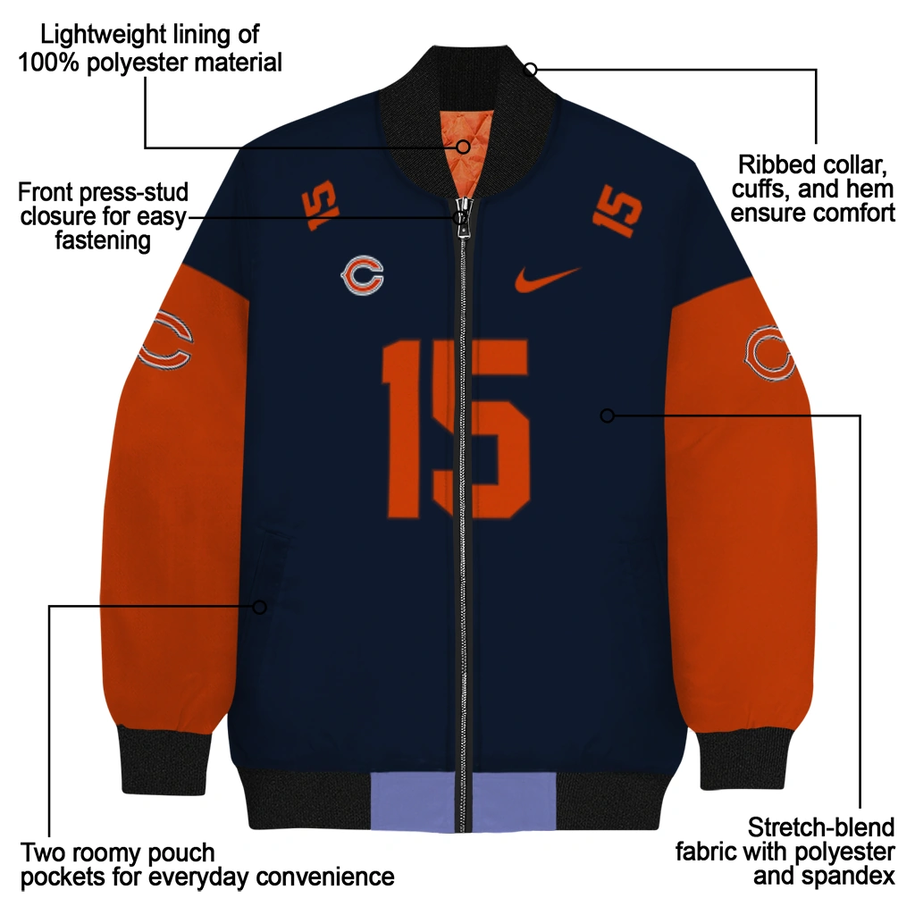 custom chicago bears team patch blue bomber jacket new arrival custom chicago bears team patch blue bomber jacket new arrival