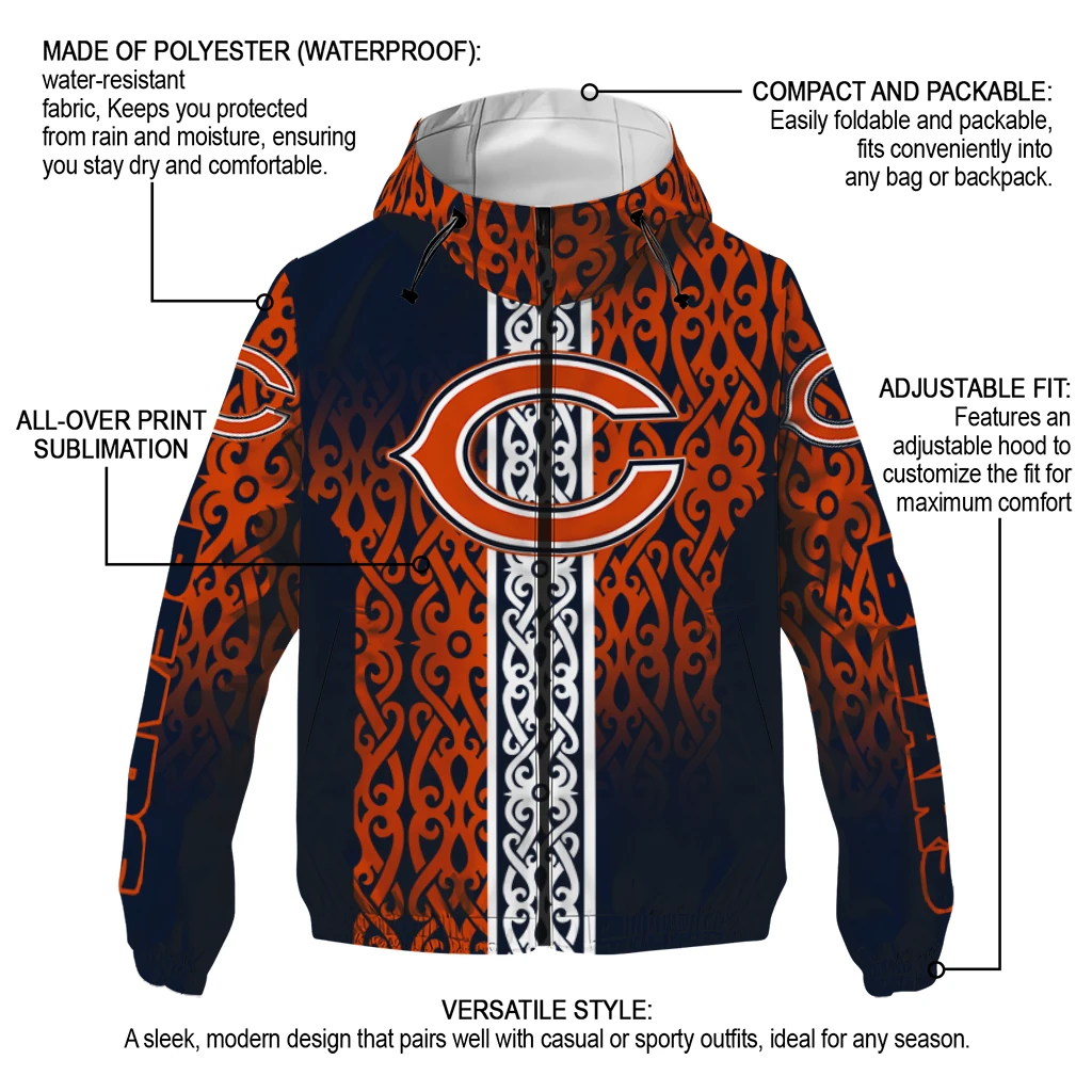 custom chicago bears tribal swirls blue windbreaker jacket new arrival custom chicago bears tribal swirls blue windbreaker jacket new arrival