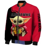 custom chicago blackhawks adorable yoda red black bomber jacket best selling