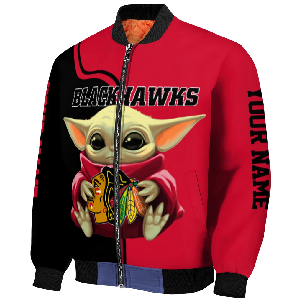 custom chicago blackhawks adorable yoda red black bomber jacket fashion forward custom chicago blackhawks adorable yoda red black bomber jacket fashion forward