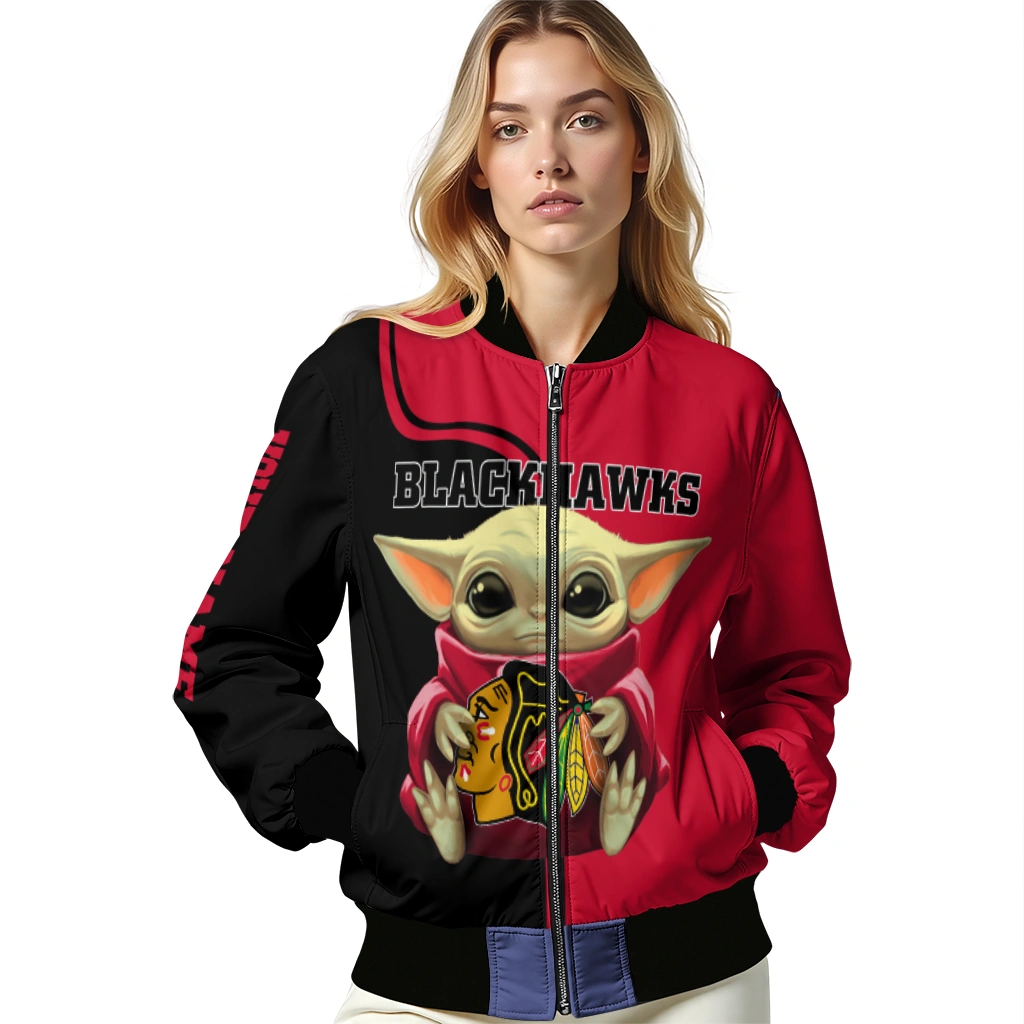 custom chicago blackhawks adorable yoda red black bomber jacket latest model custom chicago blackhawks adorable yoda red black bomber jacket latest model