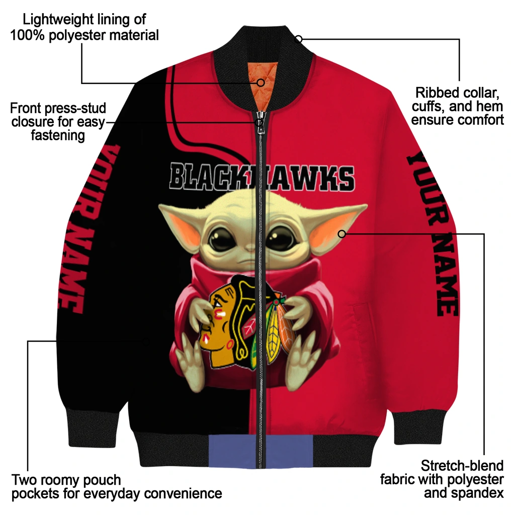 custom chicago blackhawks adorable yoda red black bomber jacket new arrival custom chicago blackhawks adorable yoda red black bomber jacket new arrival