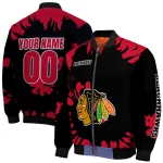custom chicago blackhawks burst splatter red bomber jacket best selling