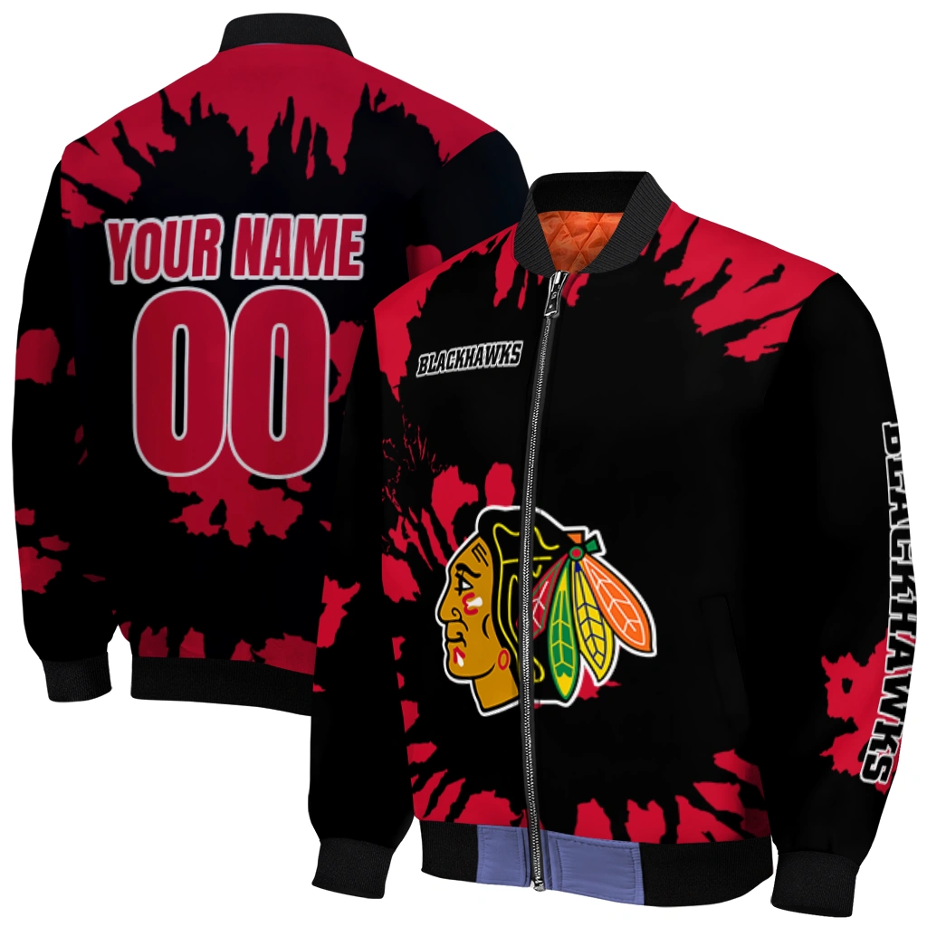 custom chicago blackhawks burst splatter red bomber jacket best selling custom chicago blackhawks burst splatter red bomber jacket best selling
