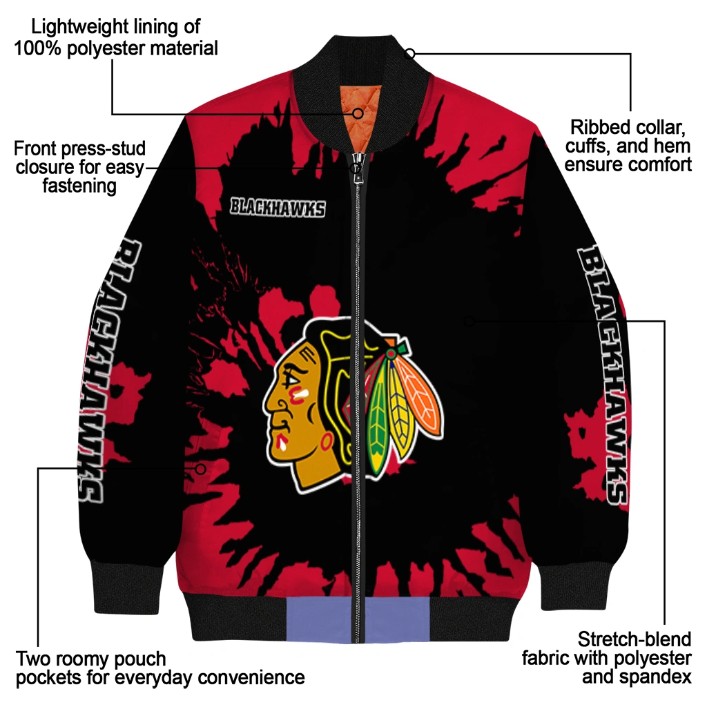 custom chicago blackhawks burst splatter red bomber jacket new arrival custom chicago blackhawks burst splatter red bomber jacket new arrival