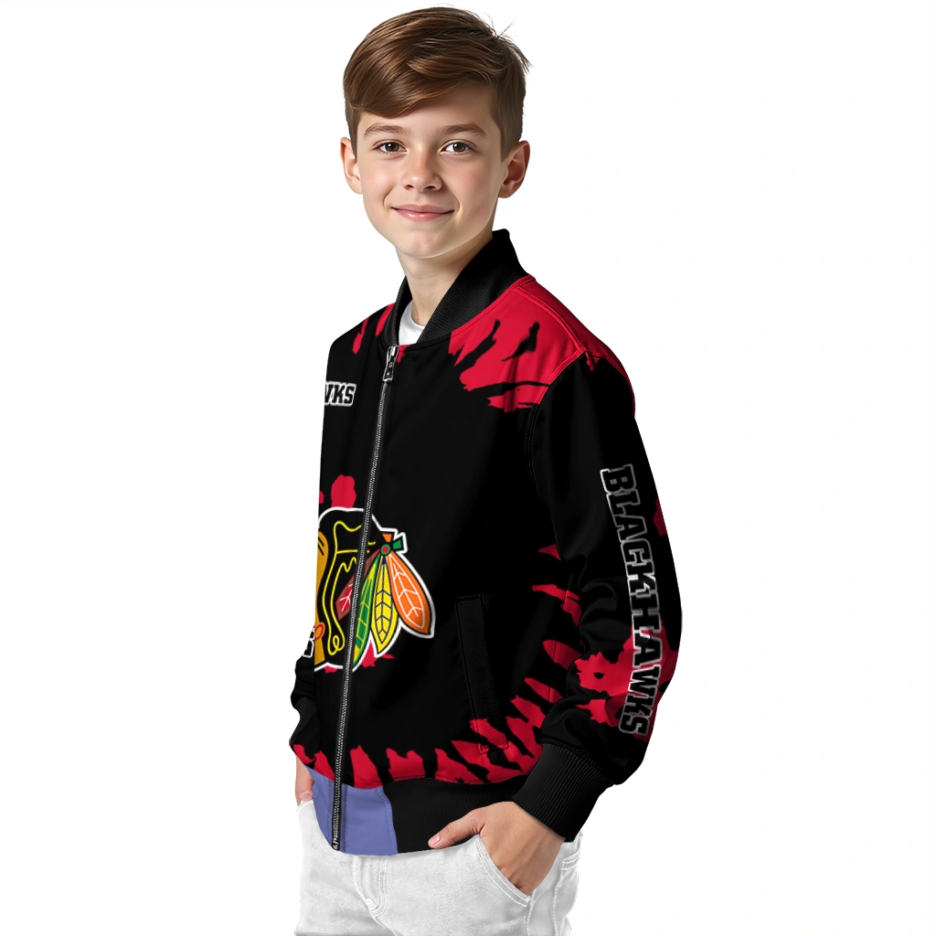 custom chicago blackhawks burst splatter red bomber jacket trendy custom chicago blackhawks burst splatter red bomber jacket trendy