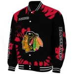 custom chicago blackhawks burst splatter red varsity jacket best selling