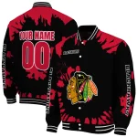 custom chicago blackhawks burst splatter red varsity jacket best selling