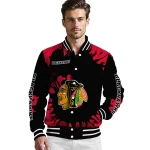 custom chicago blackhawks burst splatter red varsity jacket best selling