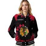 custom chicago blackhawks burst splatter red varsity jacket best selling