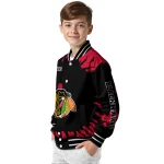 custom chicago blackhawks burst splatter red varsity jacket best selling