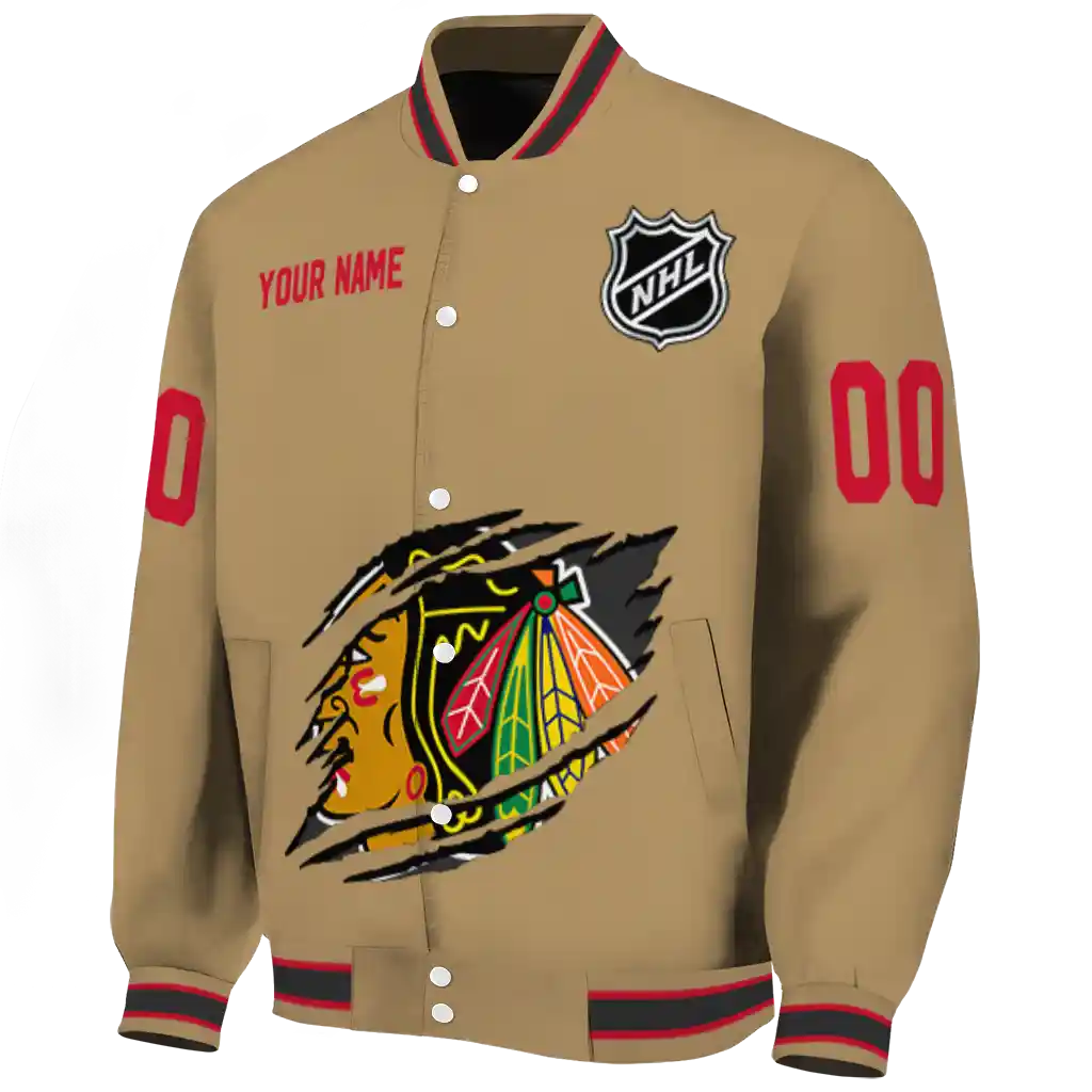custom chicago blackhawks claw burst beige varsity jacket best selling custom chicago blackhawks claw burst beige varsity jacket best selling