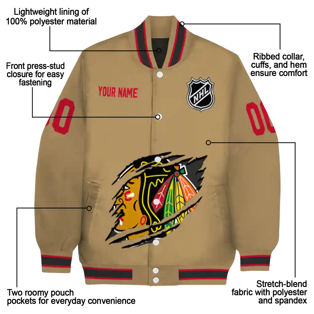 custom chicago blackhawks claw burst beige varsity jacket new arrival custom chicago blackhawks claw burst beige varsity jacket new arrival