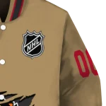 custom chicago blackhawks claw burst beige varsity jacket best selling