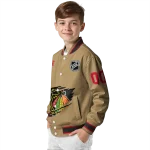 custom chicago blackhawks claw burst beige varsity jacket best selling